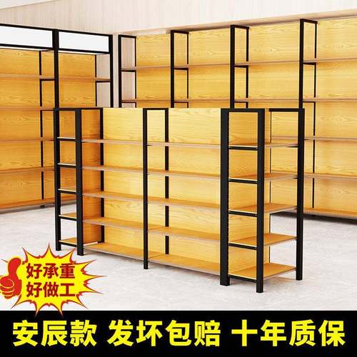 四柱超市货架展示架单面靠墙便利店文具店摆货商店商超多层置物架