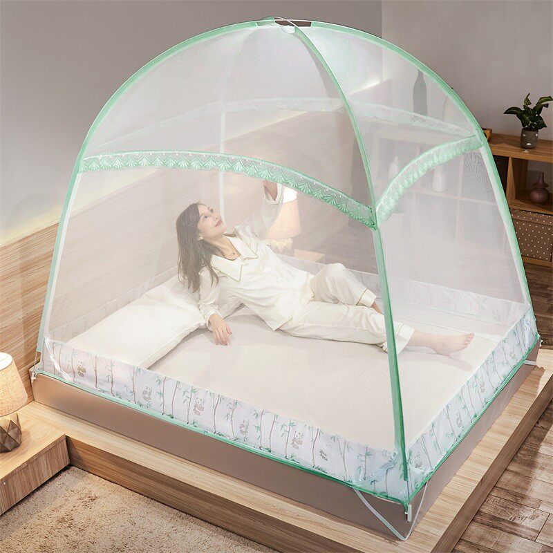 新款免安装蒙古包蚊帐拉链三门全底无底1.2米1.5m1.8Ym床家用折叠