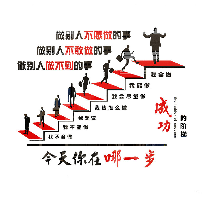 成功的阶梯办公室墙面装饰团队励志标语公司企业S文化墙贴激励员
