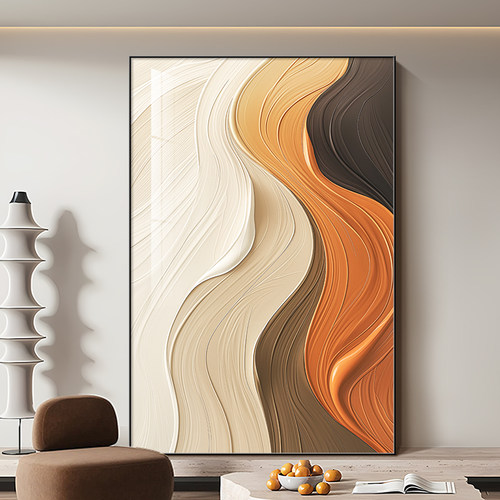 现代简约客厅装饰画肌理感抽象艺术画沙发背景Q墙上挂画大幅落地