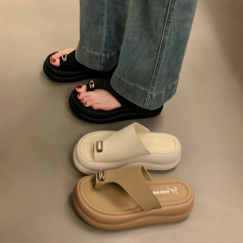 网红厚底松糕套趾拖鞋女夏季外穿2025新款高级感增高X沙滩凉拖鞋
