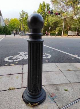 工厂销售黑色圆头氟碳漆铸铁罗马柱深圳挡车隔离防撞车止柱