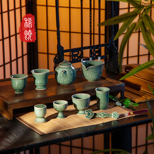 稀饶分子料理级稀土健康科技茶具-游仙瓷 青瓷元宝壶十全十美套装