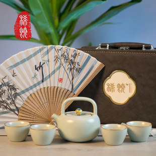稀饶分子料理级稀土健康科技茶具-和光同尘 汝窑提梁壶一壶四杯