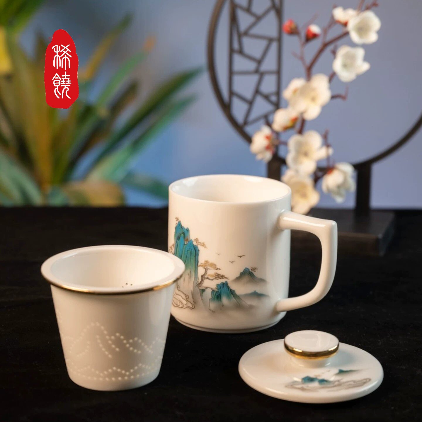 稀饶分子料理级稀土健康科技茶具-勒勒车 羊脂玉白瓷办公杯