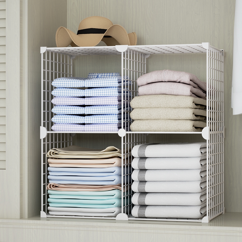 衣柜内部收纳分格分层金属组合储物柜家用卧室简易小型开放式架子