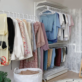 衣橱出租屋独立衣柜 简易家用卧室小户型洞洞板开放式 衣柜组装 整装