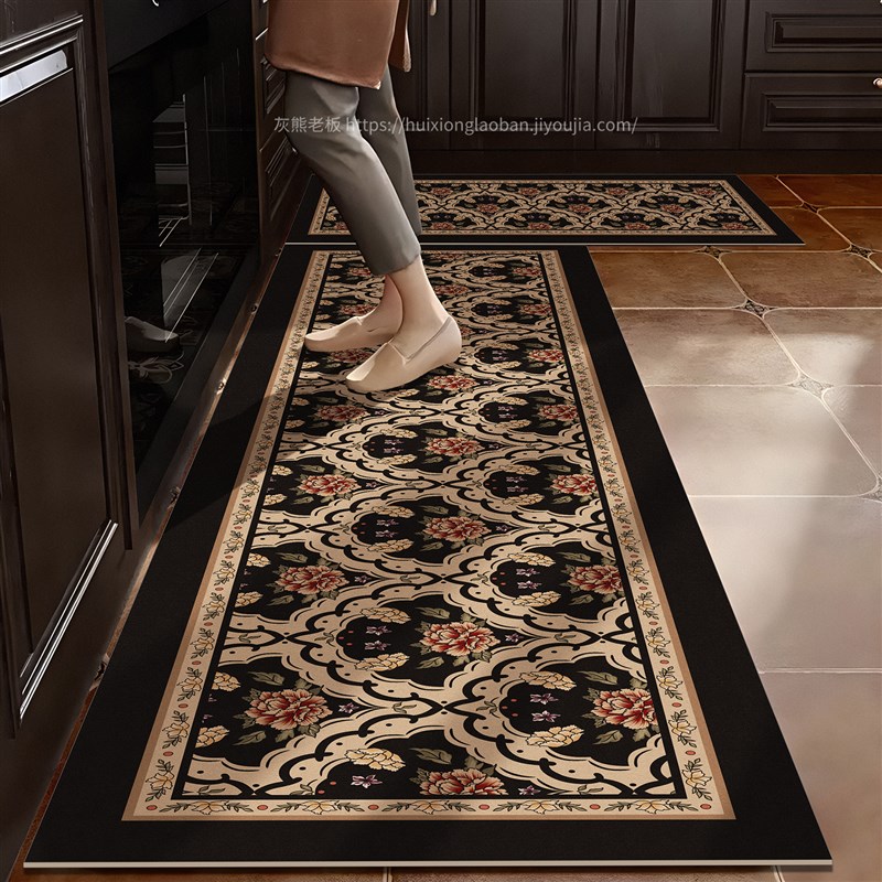 弥赛尔厨房地垫防油防滑长条皮革吸水垫可擦免洗耐脏脚垫家用地毯