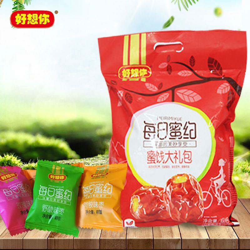 好想你红枣蜜饯大礼包800克野酸味阿胶味玫瑰味枣3种口味蜜饯零食