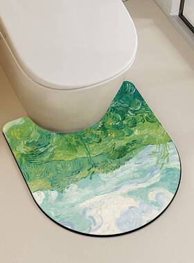 浴室卫生间门口地垫吸水硅藻泥软垫洗手间速干防滑垫马桶u型脚垫