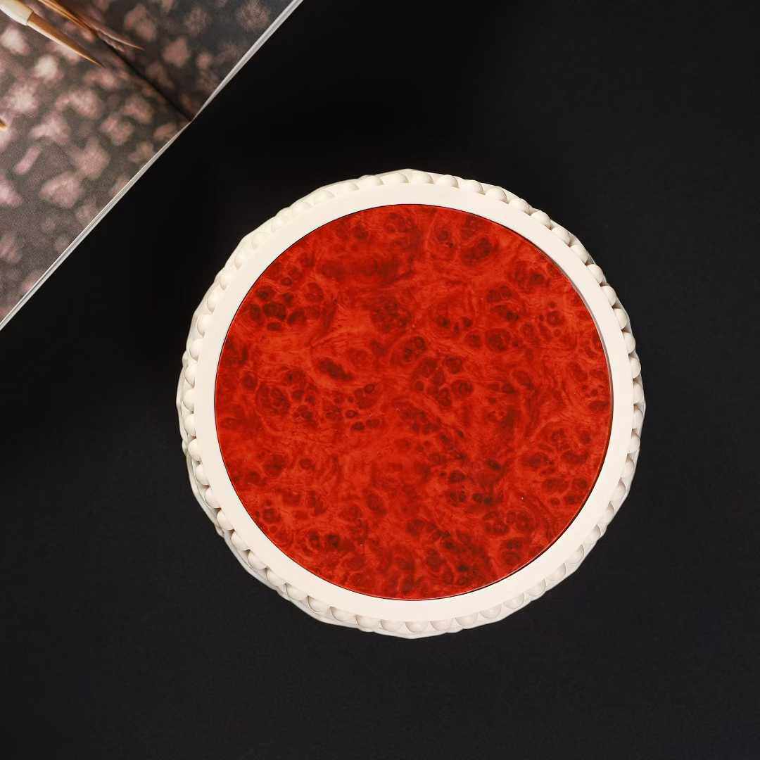 象牙果双层莲花底座镶嵌优化紫檀留疤装饰品佛像玄关摆件托置物架