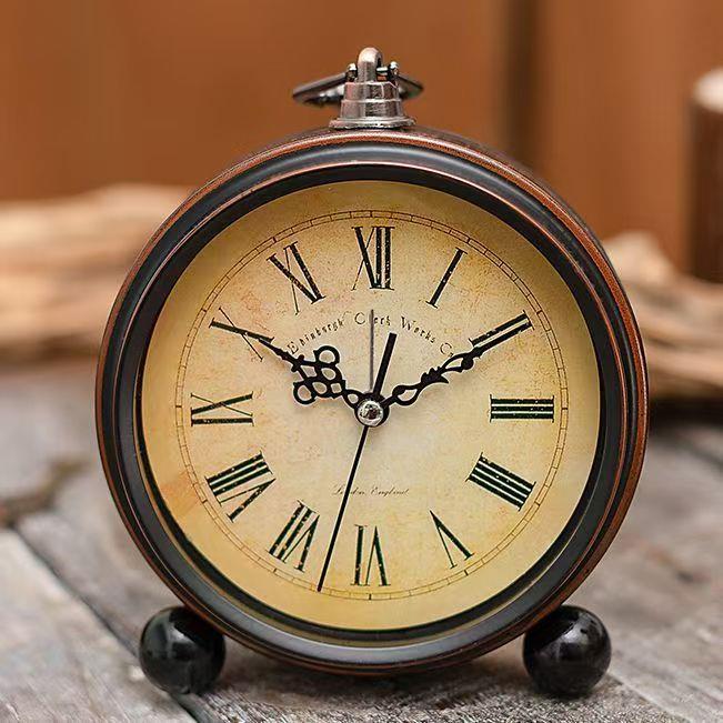 闹钟复古钟表金属5寸台式静音床头时尚座钟客厅卧室欧式简约台钟