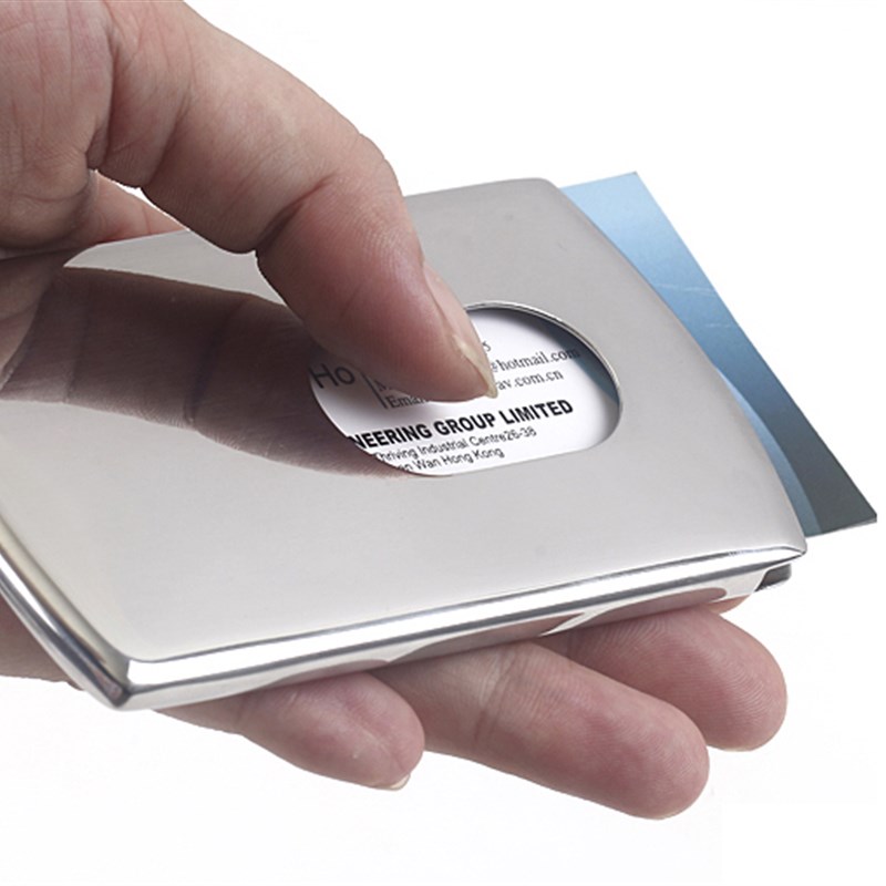 创意名片盒男式时尚商务名片夹 男士不锈钢金属手推名片夹 可