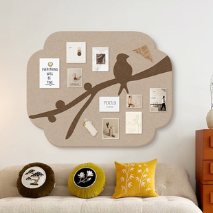 中古风毛毡板照片墙背景板墙面装饰软木板羊毛毡卧室相片墙粘板留