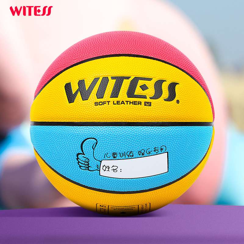 WITESS目击者室内外耐磨真皮手感中小学生5号儿童比赛篮球4号宝宝