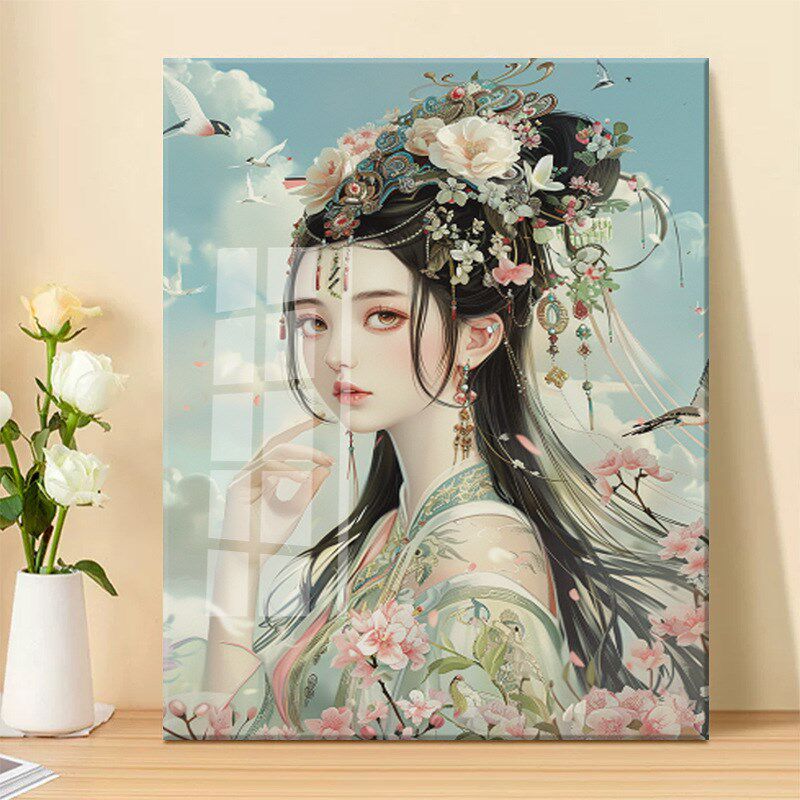 古风美女十字绣自己绣2024新款满绣图手工钻石绣卧室小幅