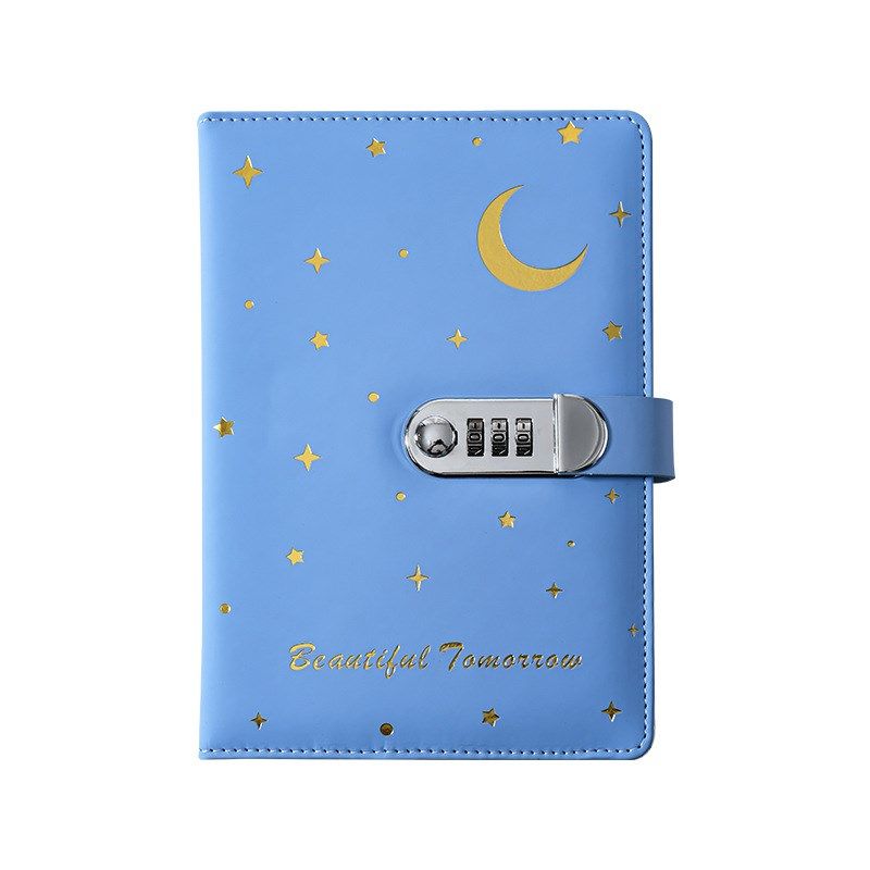 A5复古星星密码本带锁日记本创意笔记本子学生手账记事本
