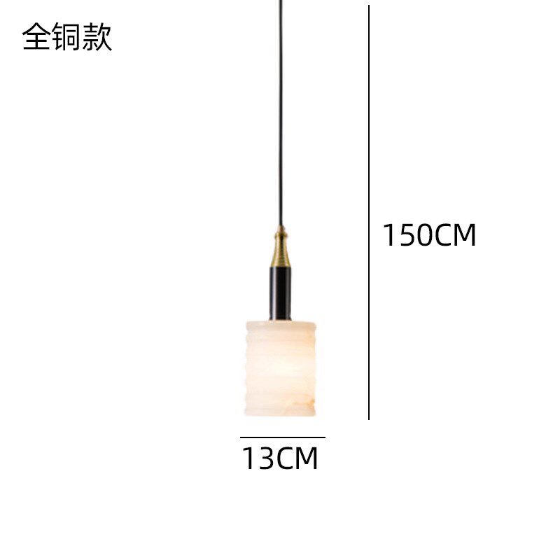 现代新中式创意简约轻奢卧室床头吧台吊灯西班牙云石长线单头灯具