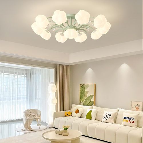 奶油风主客厅灯简约现代棉花主卧室灯法式创意房间广东中山吸顶灯