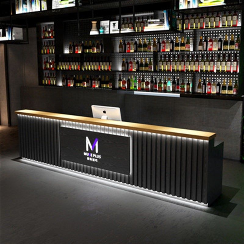 复古工业风台球厅收银台转角吧台桌酒吧火锅烧烤店前台柜接待