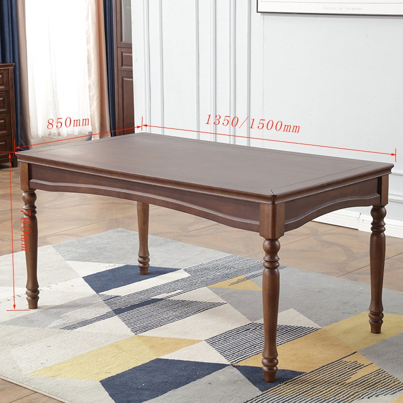乡村复古美式实木餐桌 1.35米/1.5米罗马柱西餐桌餐厅家具木方桌