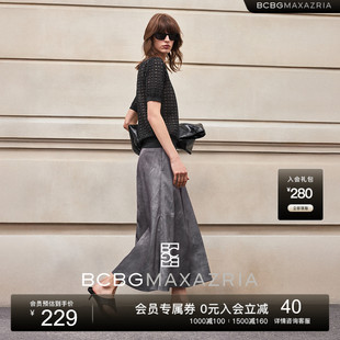 BCBG 2025夏新品 静奢老钱镂空亮丝提花polo短袖 套头T恤针织衫