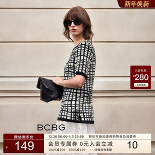 针织衫 BCBG 知性不规则芝麻点提花短袖 法式 夏新品