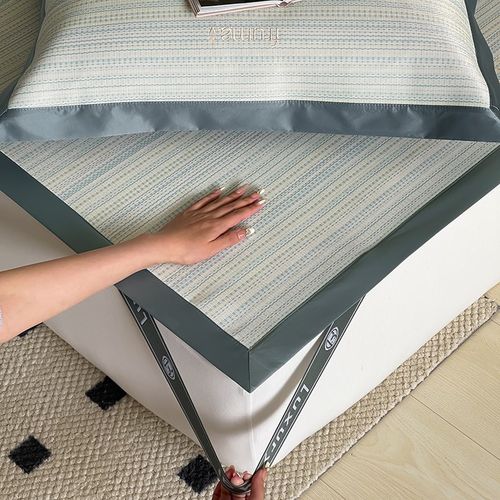 高级感抗菌冰丝席床笠款席子夏季凉席水洗机洗空调软席三件