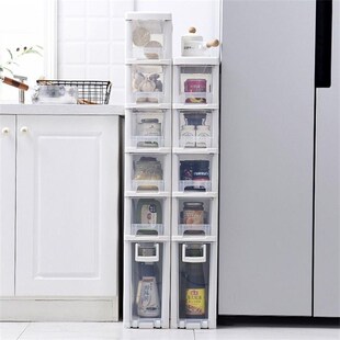 17夹缝收纳柜透明抽屉式厨房冰箱边缝置物架卫生间缝隙架超窄柜