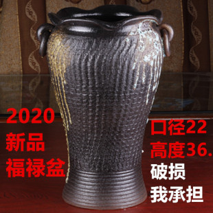 手工粗陶特大高盆陶瓷多肉花盆高筒花盆插花装饰陶罐花盆老庄大盆