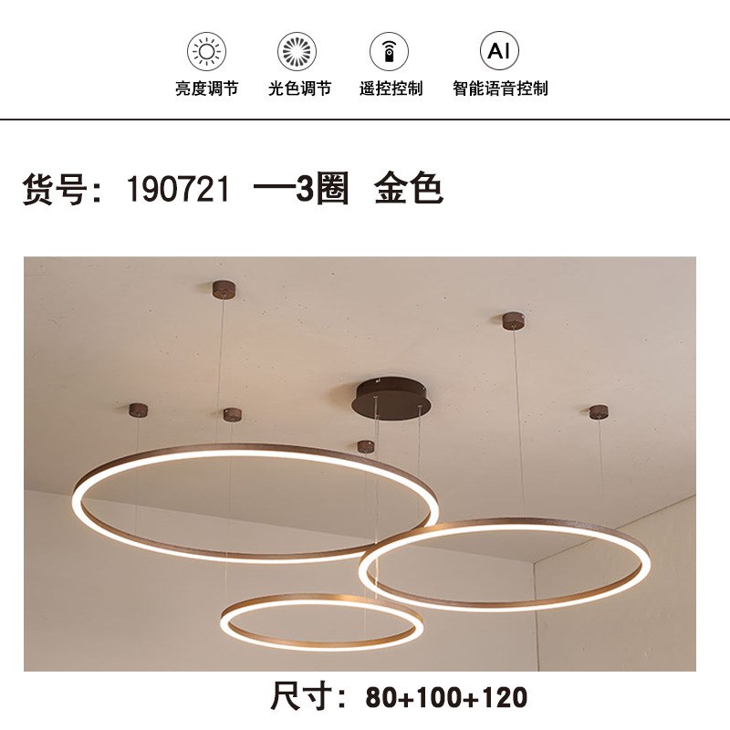 客厅吊灯现代极简约大气2023年新款轻奢主卧室餐厅圆环形灯具灯饰