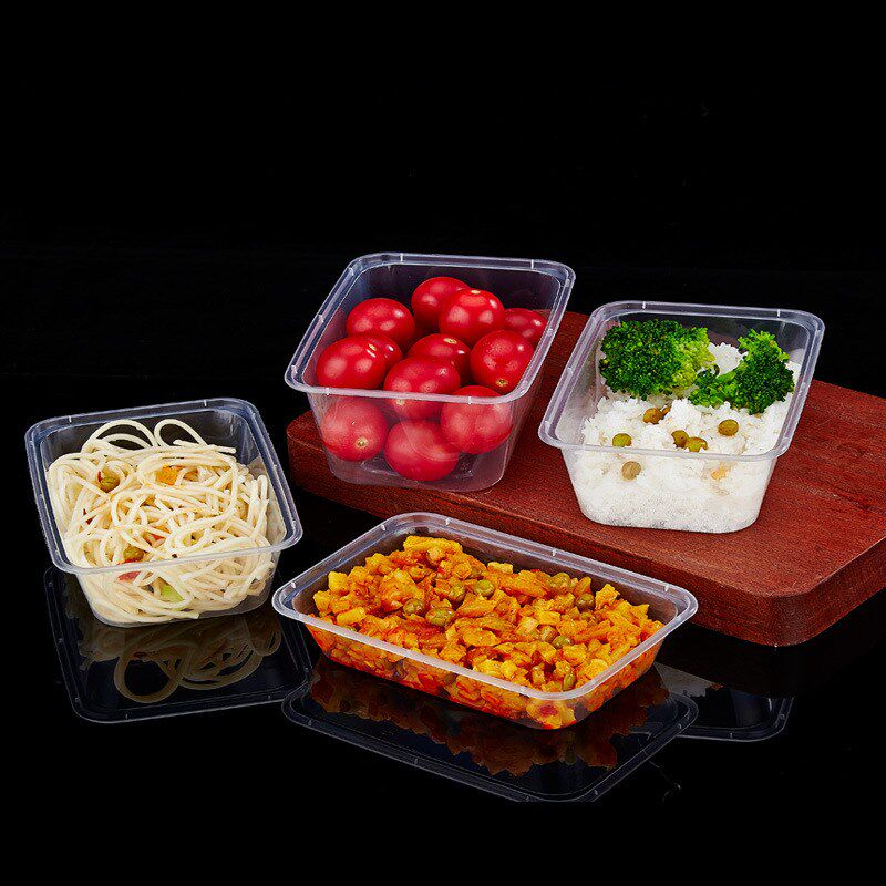 源头一次性饭盒长方形圆形塑料水果外卖快餐打包盒保鲜加厚带