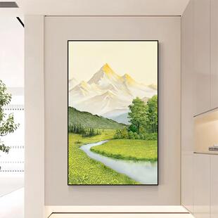 推荐北欧山水客厅沙发背景墙装饰画入户玄关旭日东升挂画卧室油画