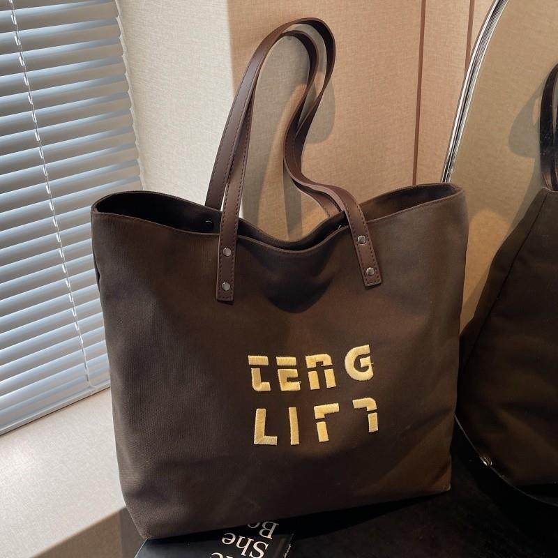 新品大学生上课包包女手提新款高级帆布百搭单肩包袋大容量通勤托