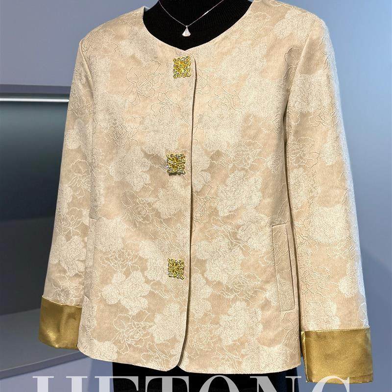 新品新中式妈妈秋装外套时尚洋气夹克上衣中老年女春秋季国风短款,女装/女士精品,中老年女装,淘宝优惠券,粉丝福利购,淘宝优惠卷