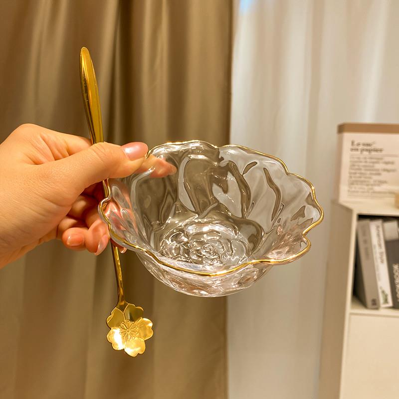 通透质感~玻璃甜品碗家用