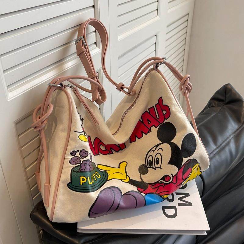 新品帆布包女大容量2025新款时尚单肩斜挎包日系通勤托特包母婴妈