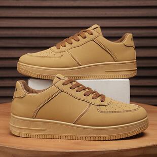 新品空军一号小麦色鞋子男板鞋男款小白鞋青少年2026新款男生白色