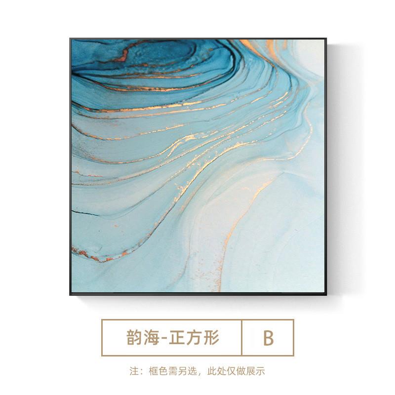 推荐北欧轻奢鎏金正方形油彩壁画抽象艺术绿松石大理石装饰画金箔图片