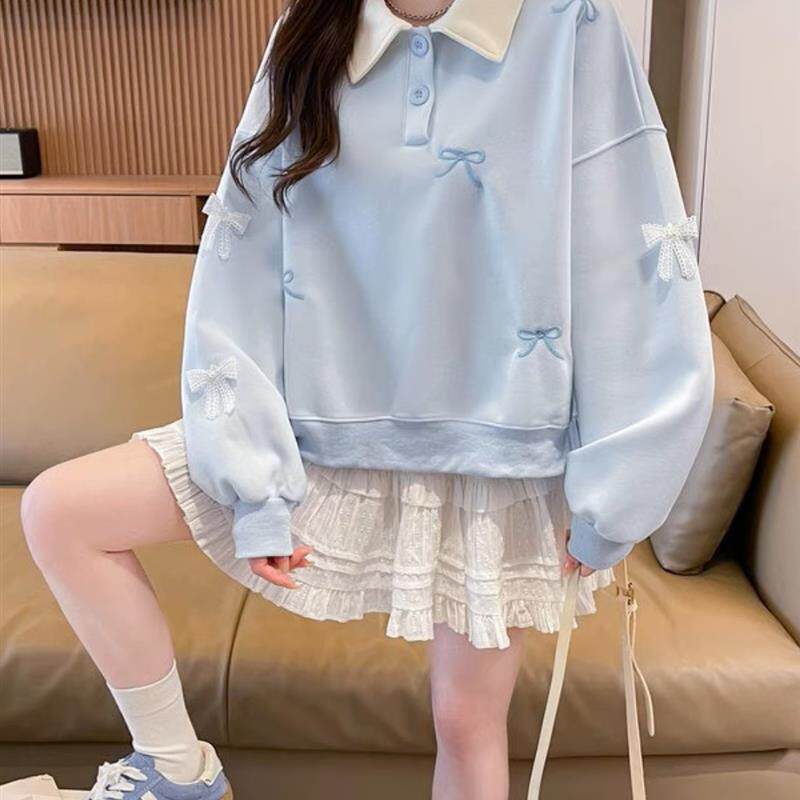 新品13少女12岁大童甜美上衣女秋季薄款长袖卫衣15初中学生洋气打