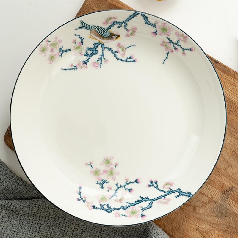 金岚玉唐山骨瓷10英寸超大盘深饭盘陶瓷大盘子菜盘清蒸鱼头盘子