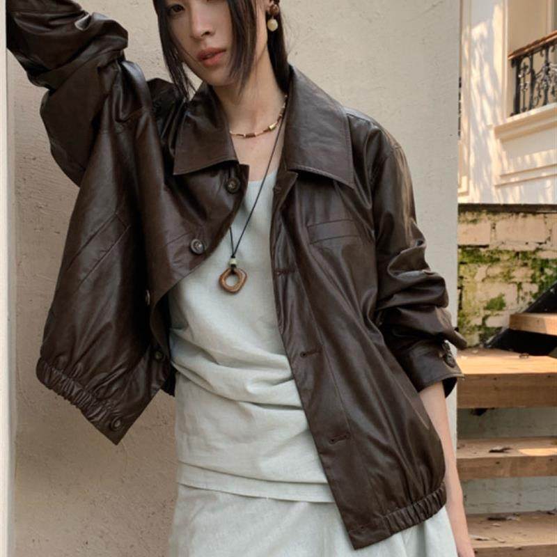 新品皮衣外套女酷飒风2025秋季装新款高级感时尚小个子短款PU夹克,女装/女士精品,皮衣,淘宝优惠券,粉丝福利购,淘宝优惠卷