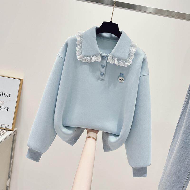 新品女童卫衣秋装2025新款洋气初中生女孩秋季翻领宽松韩系春秋上