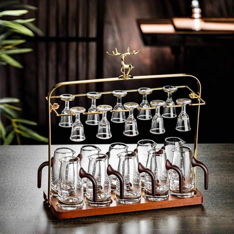 新品新款家用高档带把二两分酒器白酒杯套装轻奢水晶玻璃烈酒杯子