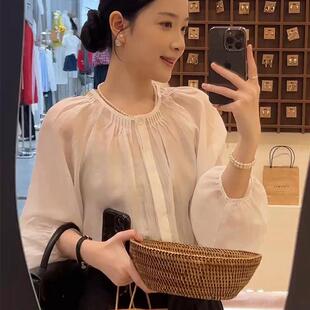 新品白色衬衣女款2025新款爆款秋季独特超好看单穿衬衫高级感法式