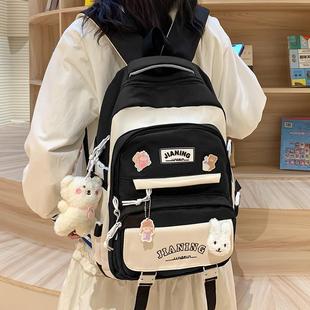 新品高颜值书包女生初中生高中双肩包大容量多层宽背带轻便小学生