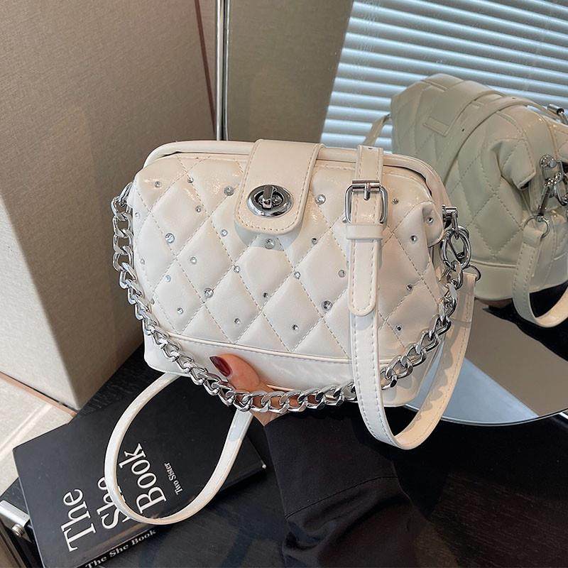 新品小香风菱格链条时尚亮钻单肩包包女2025夏季新款高级感斜挎贝,箱包皮具/热销女包/男包,小方包,淘宝优惠券,粉丝福利购,淘宝优惠卷