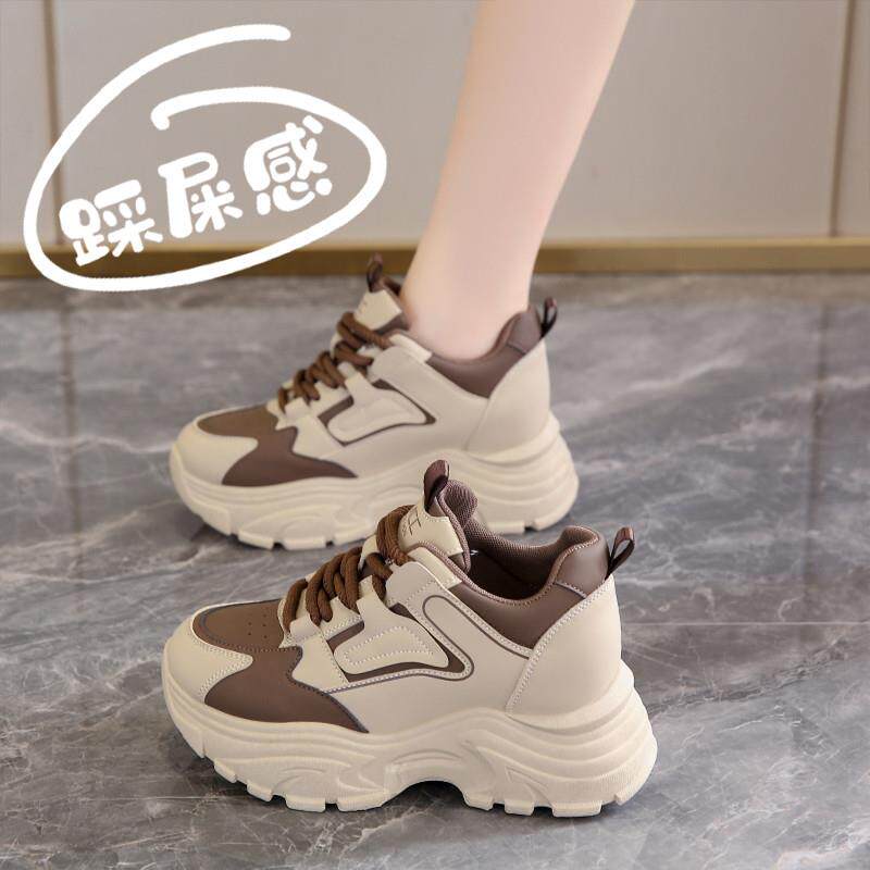 新品踩屎感厚底老爹鞋女款春季小个子轻便休闲运动鞋内增高7cm松