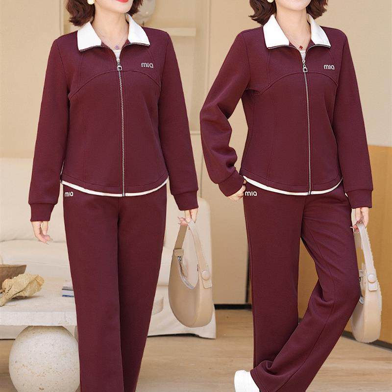 新品中年妈妈春秋时尚套装2025新款洋气运动服中老年人女装休闲两