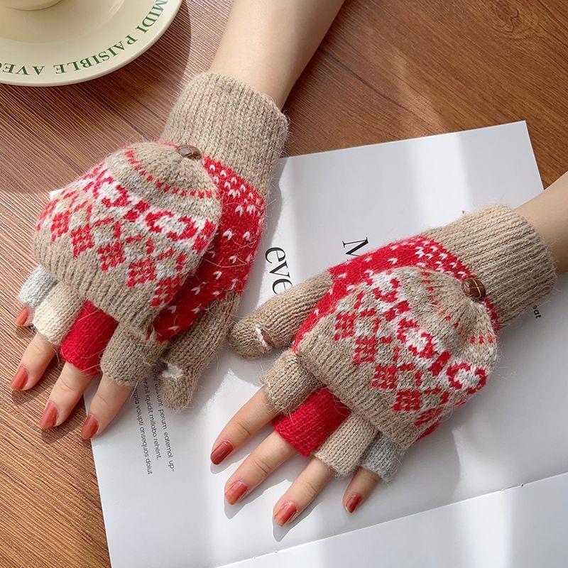 日系翻盖两用手套韩版冬保